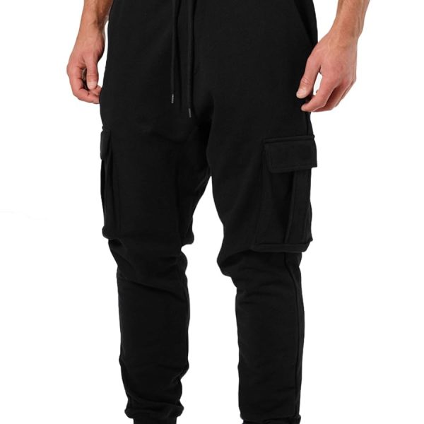 JUGULAR Men's Cotton Solid Men Stylish Cargo Black Track Pants