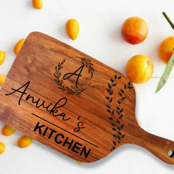 Kraftidy Cutting Chopping Board Wooden for Kitchen use Thick & Large Size Chopper Board (Nature Wood) (with Name)