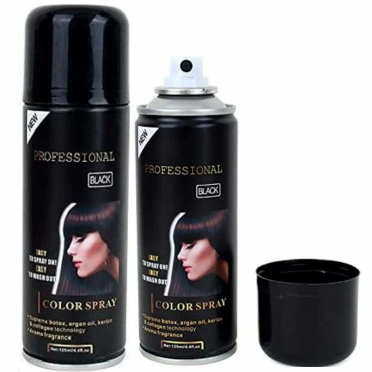 LOVE HUDA Professional Men & Women 1 Day Temporary Hair Color Spray For Personal and Professional Use (Black Color)