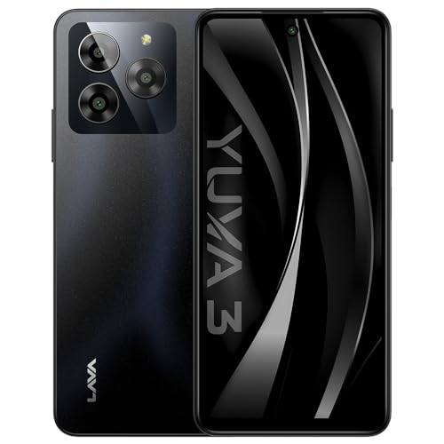 Lava Yuva 3 (Eclipse Black,4+4*GB RAM,UFS 2.2 64GB Storage)|Premium Glossy Back|Octacore Processor|18W Fast Charging|90Hz Punch Hole Display|13MP AI Triple Camera|Side Fingerprint Sensor