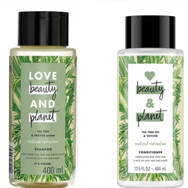 Love beuaty and Planet tea tree oil and vetizer,Piedmont Sulfate Free Smooth and Serene Shampoo|| and conditioner No Parabens|| No Sulphate 400 ml +400 ml