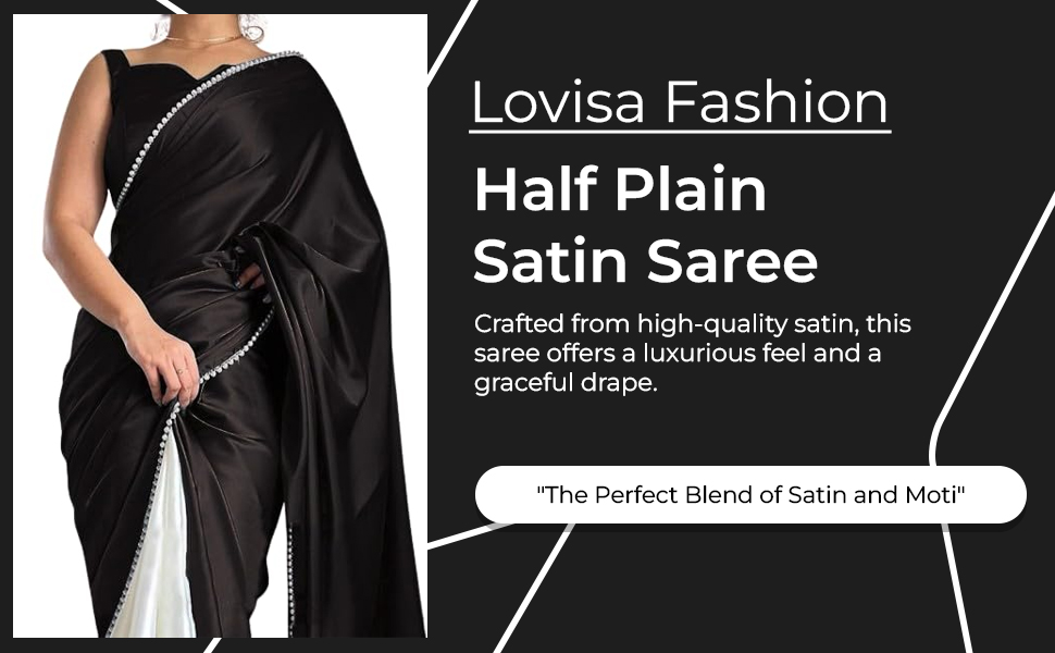 SPN-JGSP Half Half Saree Plain Satin Saree