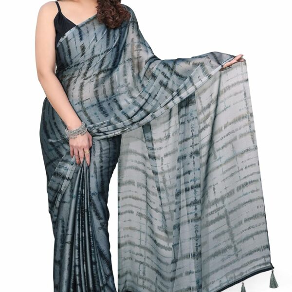 MIRCHI FASHION Women's Chiffon Shibori Dyed Printed Saree with Blouse Piece