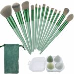 MKSL 13 pcs Makeup Brushes Set with Beauty Blender, Eyeshadow Brush Set with Cloth Bag and 4 pcs Boxed Makeup Sponges for Foundation