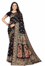 MUKHITA Women's Baluchari Silk Saree With Blouse Piece