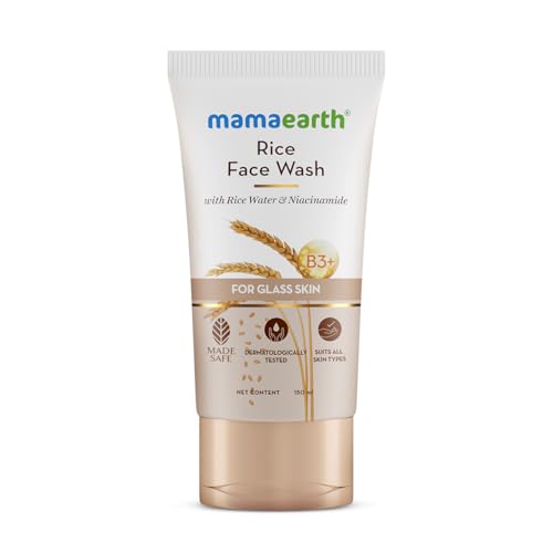 Mamaearth Rice Face Wash With Rice Water & Niacinamide for Glass Skin - 150 ml | For Hydrated, Even Skin Tone | Glowing & Brightened Skin | Korean Skin Care Products | For All Skin Types