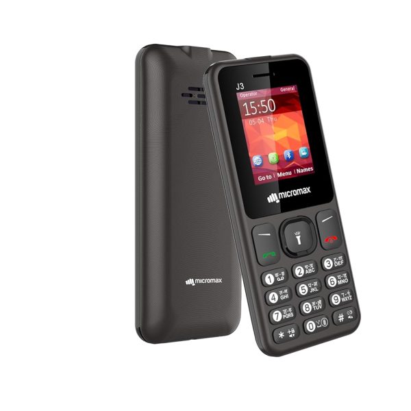 Micromax All-New J3 Sleek & Stylish |Keypad Mobile with 1.77" Screen|Auto Call Recording | Bright Torch| Wireless FM |Grey|