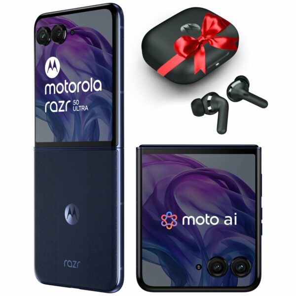 Motorola razr 50 ultra (Midnight Blue, 12GB RAM, 512GB Storage) | with moto buds+ | moto ai | 4.0" external AMOLED display | Snapdragon 8s Gen 3 | 6.9" AMOLED 165Hz display | 32MP selfie camera