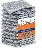 Multipurpose Wire Dishwashing Rags for Wet and Dry, Non-Scratch Wire Dishcloth Reusable Dishwashing Rags Premium Scrubbing Pads Sponge Clean for Home Kitchen Cooktop (Pack of 10)