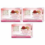 NATURE LEAGUE – BLOOMING ROSE & ALMOND, Natural, Oil Control, Anti-acne, Skin Hydrating, Exfoliating Handmade Bathing Soap, With Natural Oils & Goat Milk, SLS & Paraben Free, Pack of 3 (300 gms)