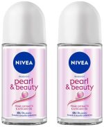 NIVEA Deodorant Roll On, Pearl & Beauty For Women 50ml (Pack of 2)