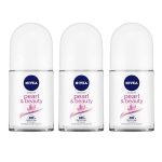 NIVEA Pearl and Beauty 50ml Deo Roll On (Pack of 3) | With Pearl Extracts & Avocado Oil| 48 H Smooth & Beautiful Underarms| 0% Alcohol | For Women