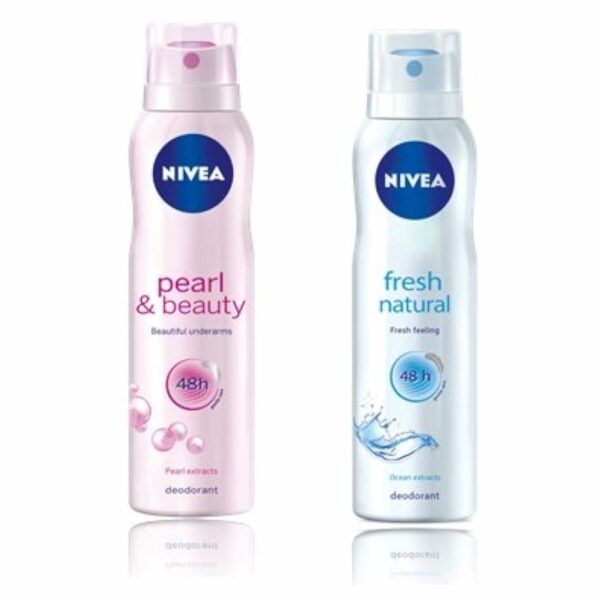 Nivea Female Deodorant Spray Pearl & Beauty (150 Ml)+ Deodorant Spray Fresh Natural (150 Ml), Pack Of 1