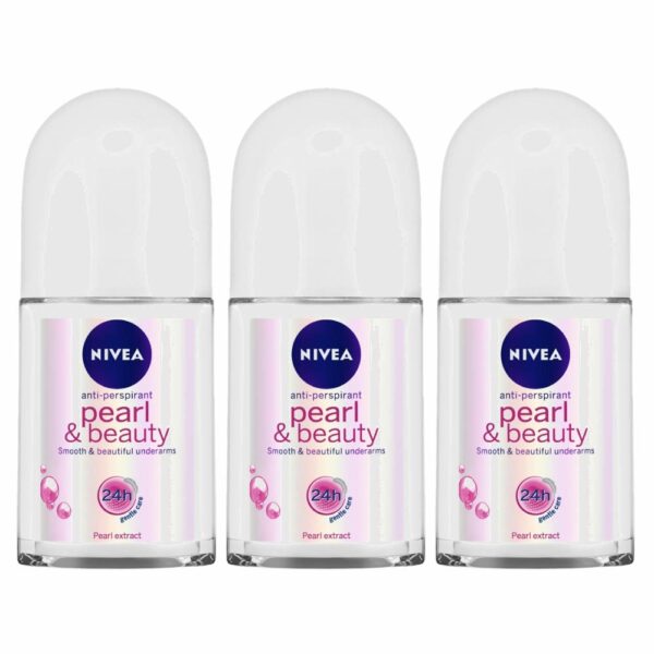 Nivea Pearl and Beauty Roll on, 50ml (Pack of 3, Female)