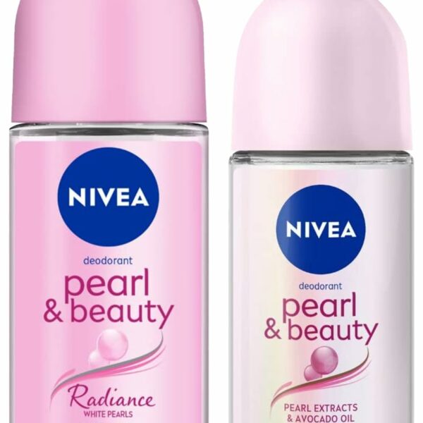 Nivea Women Deodorant Roll On, Pearl & Beauty Radiance For Eventoned Smooth & Beautiful Underarms, 50ml&NIVEA Deodorant Roll On, Pearl & Beauty For Women 50ml