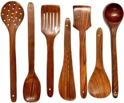 Noshy Enterprises Wooden Spatula (Pack of 7) Kitchen Tool Set (Multicolor, Spatula)_BZ_Spoonset7noshy