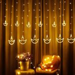 One94Store 12 LED Diya Diwali Light Curtain with 138 LEDs - Waterproof, 8 Flashing Modes, 2.5 Meter - Perfect for Diwali, Christmas, Wedding & Home Décor