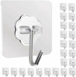 Perpetual Self Adhesive Wall Hooks for Hanging - Heavy Duty, Tansparent, Oilproof, Waterproof Hooks for Kitchen Wadrobe Hanging, Door, Outdoor Multipurpose Hooks (Pack of 20)