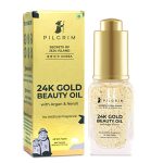 Pilgrim 24K Gold Beauty Oil for glowing skin, deep nourishing, anti aging, make up primer | 24K Gold Oil for smooth & dewy finish | Beauty Elixir | For All Skin Types | For Men & Women | 20 ml