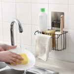 Plantex Wall Mounted Hanging Storage Holder/Bathroom Shower Caddy Basket/Shelf for Bathroom Sink Sponge Holder/Toothbrush Holder with Kitchen Towel Rack/Shampoo, Cosmetic Bottle Stand