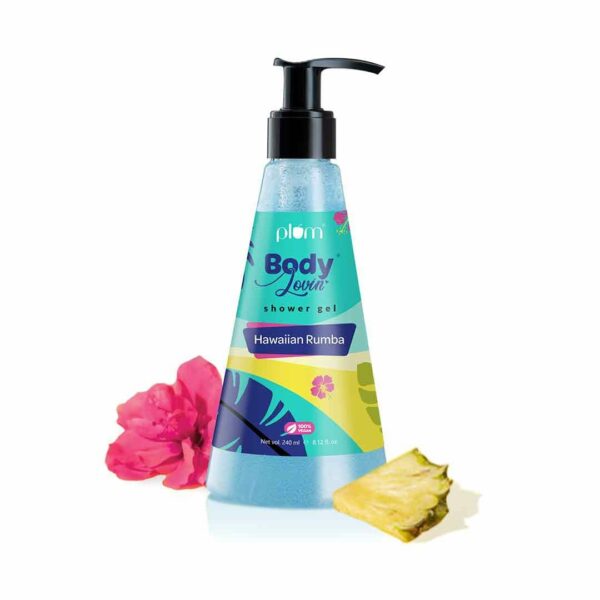 Plum BodyLovin' Hawaiian Rumba Shower Gel | SLS-Free Body Wash For Women & Men | Long Lasting Beachy Fragrance | Aloe-Infused Nourishing Body Cleanser For Soft & Smooth Skin (240 ml)