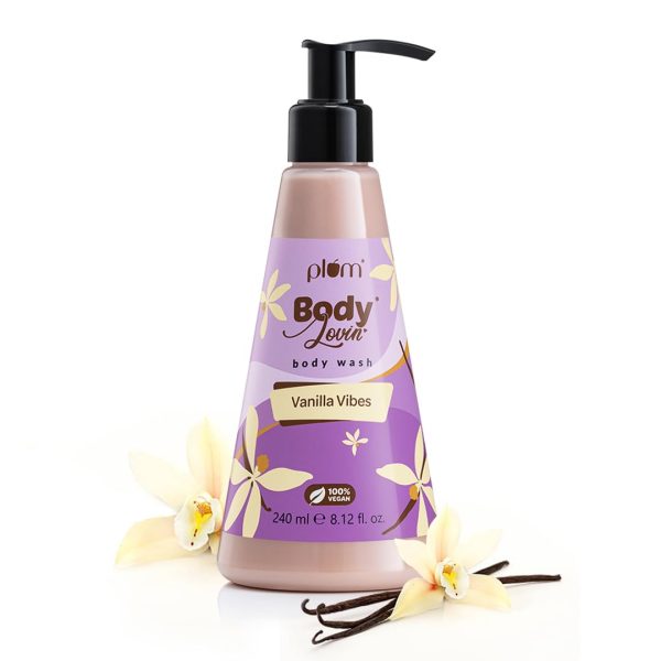 Plum BodyLovin' Vanilla Vibes Body Wash | SLS-Free Creamy Body Wash For Women | Long Lasting Vanilla Fragrance | Aloe-Infused Nourishing Body Cleanser For Soft & Smooth Skin (240 ml)