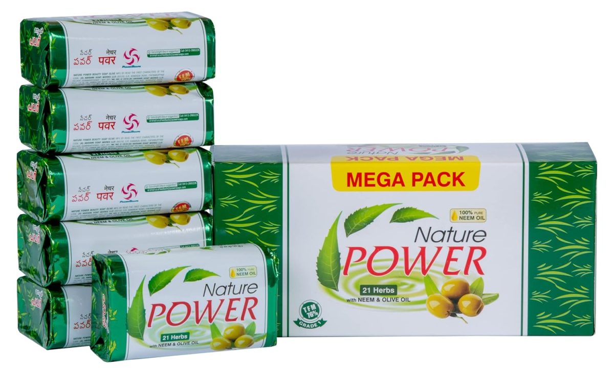 Power Soaps Nature Power Beauty Soap (Pack Of 6) -125G |Soft, Radiant & Glowing Skin| Tfm 76% Grade 1 Soap| 100% Vegan | Suitable For All Skin Types (Neem)