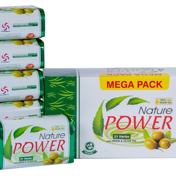 Power Soaps Nature Power Beauty Soap (Pack Of 6) -125G |Soft, Radiant & Glowing Skin| Tfm 76% Grade 1 Soap| 100% Vegan | Suitable For All Skin Types (Neem)