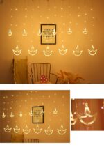 Quace 12 Diyas Window Curtain Lights with 8 Flashing Modes Decoration for Christmas, Wedding, Party, Home, Patio Lawn, Warm White (6+6 Diyas)…