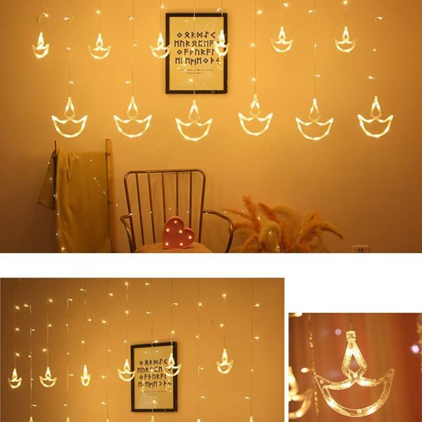 Quace 12 Diyas Window Curtain Lights with 8 Flashing Modes Decoration for Christmas, Wedding, Party, Home, Patio Lawn, Warm White (6+6 Diyas)…