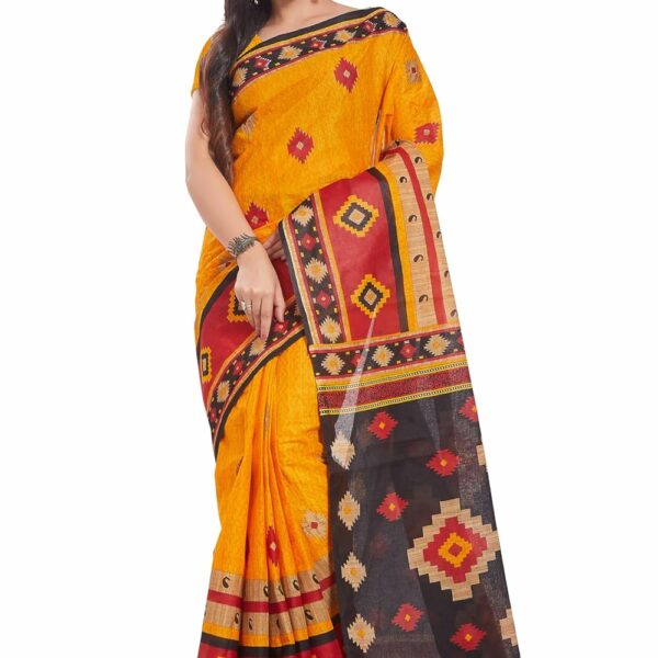 RANI SAAHIBA Women's Pure Cotton Printed Saree Without Blouse Piece