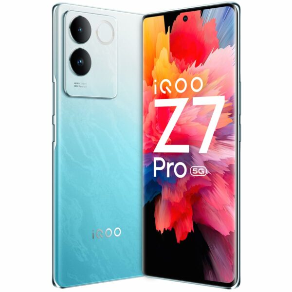 (Refurbished) iQOO Z7 Pro 5G (Blue Lagoon, 8GB RAM, 256GB Storage) | 3D Curved AMOLED Display | 4nm MediaTek Dimesity 7200 5G Processor | 64MP Aura Light OIS Camera | Segment's Slimmest & Lightest Smartphone