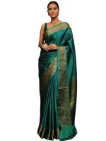 SAMAH Women's Banarasi Jacquard Kanjivaram Silk Saree with Unstitched Blouse Piece