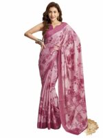 SAMAH Women's Silk Crepe Floral Printed Saree with Unstitched Blouse Piece