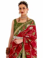 SAREE MALL Women's Embellished Animal Print Pure Patola Silk Saree With Unstitched Blouse Piece