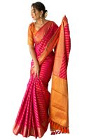 SGF11 Women's Leriya patola Soft Lichi Silk Banarasi Sarees With Blouse Piece