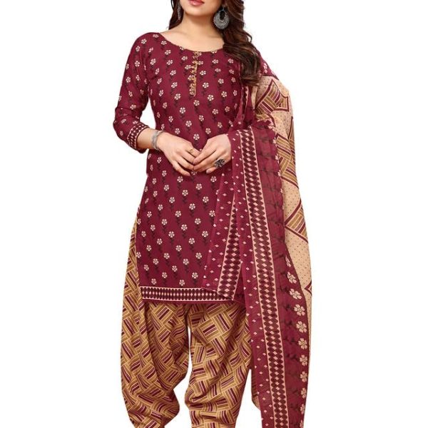 SIRIL Women's Poly Cotton Printed Unstitched Salwar Suit Material With Poly Cotton Dupatta