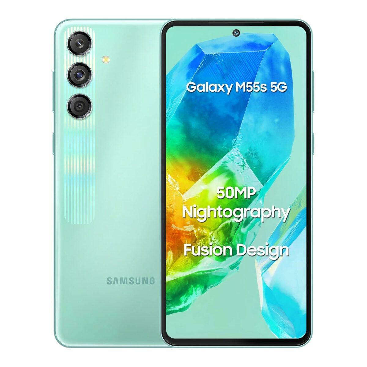 Samsung Galaxy M55s 5G (Coral Green,8GB RAM,256GB Storage) | 50MP Triple Cam| 5000mAh Battery| Snapdragon 7 Gen 1 | 4 Gen. OS Upgrade & 5 Year Security Update| Super AMOLED+ Display| Without Charger