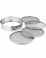 Sanghvi Stainless Steel 4 in 1 Interchangeable Sieve Set of 5, Flour Chalni, Spices, Food Strainers, Atta Chalni, Jaali Channi Atta Maida Strainer Large, Kitchen Tools for Efficient Cooking and Baking