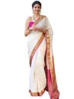 Satrani Women'S Poly Silk Kanjivaram Jacquard Saree With Unstitched Blouse Piece