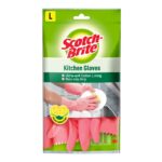 Scotch-Brite Rubber Kitchen Gloves Large (Pink, Pack of 1 )