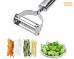 Solitude Dual 2-in-1 Peeler and Slicer for Vegetables and Fruits with Julienne and Serrated Blades - Stainless Steel Kitchen Gadget Tool