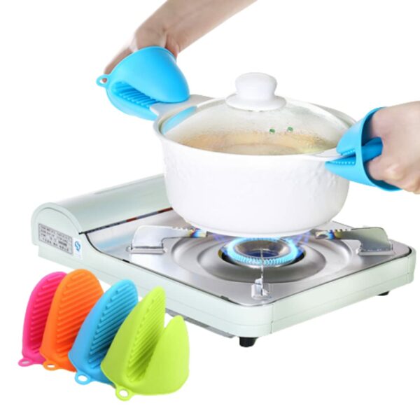 Suzec Silicone Pot Holder Heat Resistant, Oven Mitts Glove Cooking Pinch Grips Glove Hand Clip Convenient Pot Holder Kitchen Pot Holder Utensil Tool (Multicolor) – Pack of 2