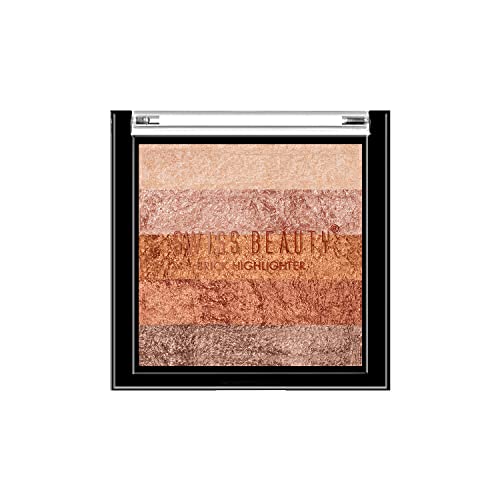 Swiss Beauty Brick Highlighter | Highly-Pigmented Powder Highlighter + Bronzer With Easy-To-Blend Formula | Shade- 1, 7G |