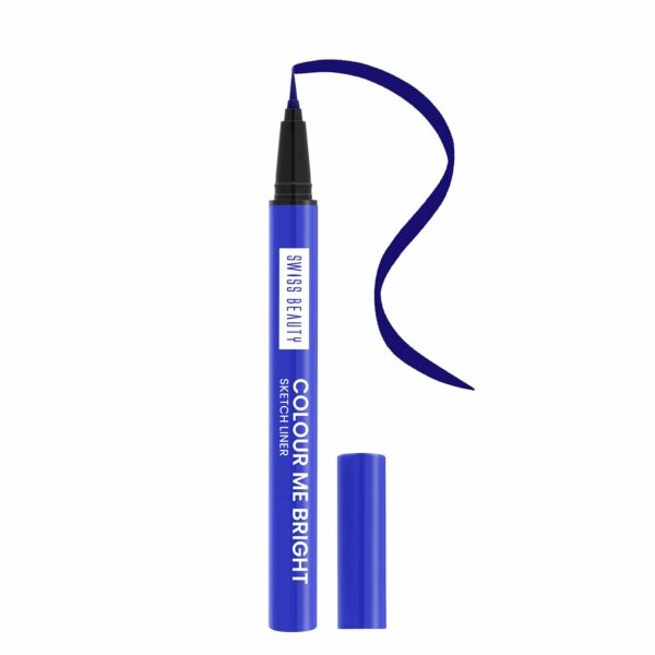 Swiss Beauty Colour Me Bright Matte finish Sketch Eyeliner with soft pen tip applicator | Quick Drying | Waterproof, smudge-proof eyeliner | Shade - Obsessive Blue, 0.7ml