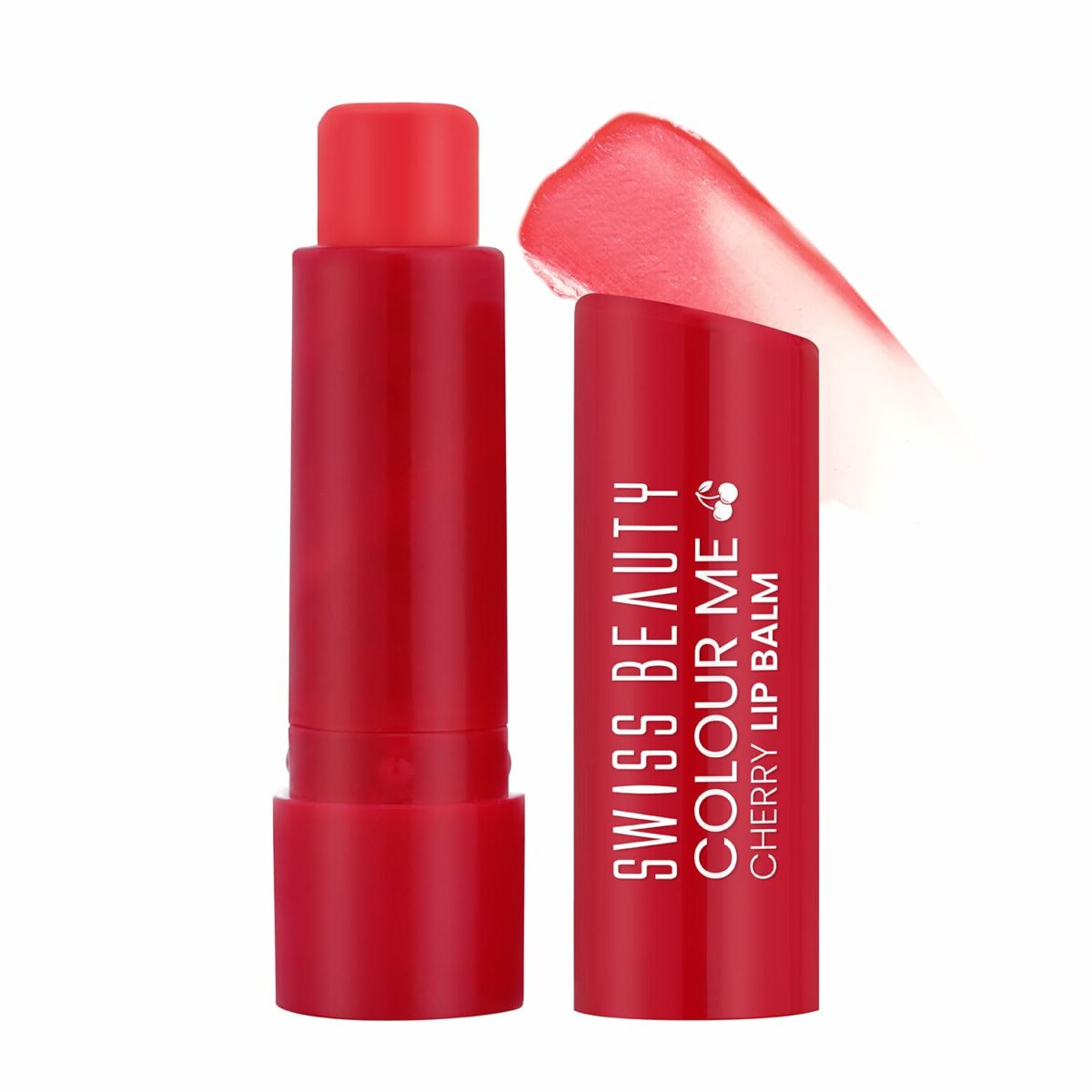 Swiss Beauty Colour Me Tinted Lip Balm with 12 Hours of Hydration | For Dry & Chapped Lips | With SPF 15, Shea Butter and Vitamin E | Long Lasting Glossy Finish Lip Balm | Shade - Cherry Pop, 4.5g