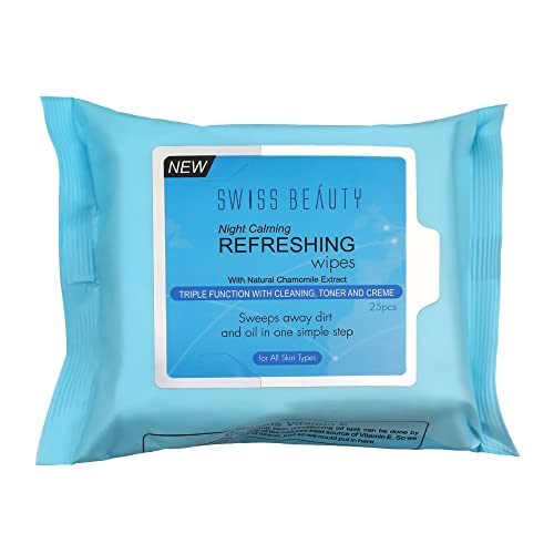 Swiss Beauty Daily Essentials Makeup Remover Cleansing Wet Wipes, Shade- Blue, 25 Pcs