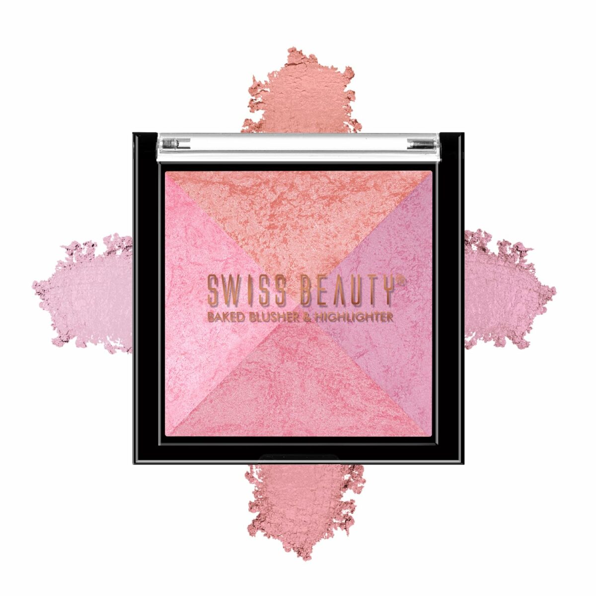 Swiss Beauty Mini Baked Shimmer Blusher And Highlighter Palette For Face Makeup| Multicolor-4, 7 Gm |