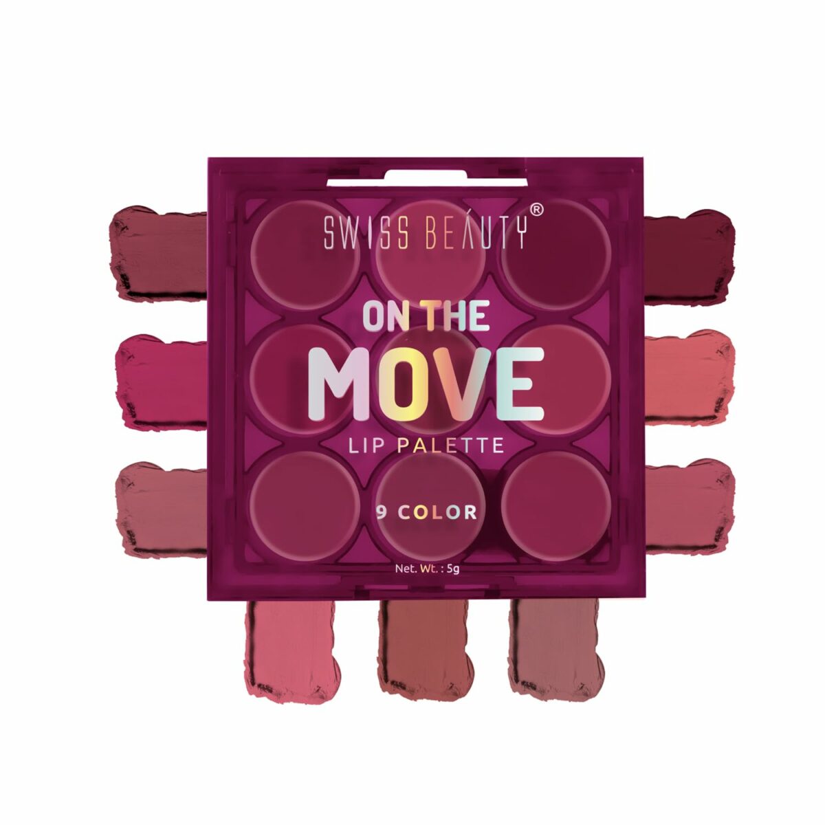 Swiss Beauty On the Move Pigmented Lip Palette | Matte Finish | Travel Friendly |Pink & Mauve Shade, 5g |