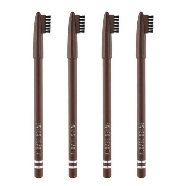 Swiss Beauty Waterproof Eyebrow Pencil with Brush | Smudge proof Eyebrow Definer Pencil | Shade - Dark-Brown, 6g, Pack of 4|